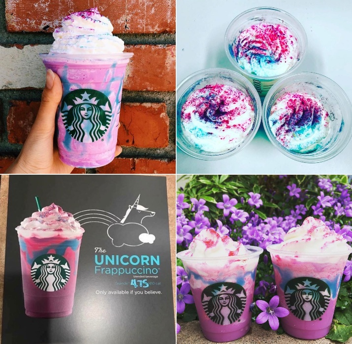 Starbucks Unicorn Frappuccino Collage