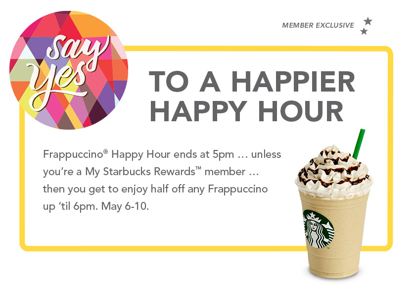 Starbucks Happy Hour May 1 10 3 5pm Half Off Any Frappuccino