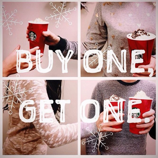 buy one get one starbucks holiday drinks