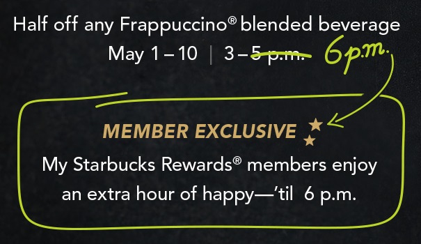 my starbucks rewards happy hour extension