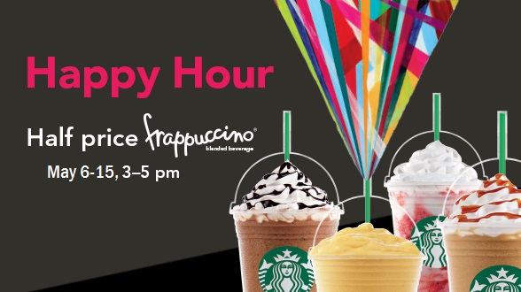 Starbucks Happy Hour 2016 Half Off Any Frappuccino May 3 15 Starbucks Secret Menu