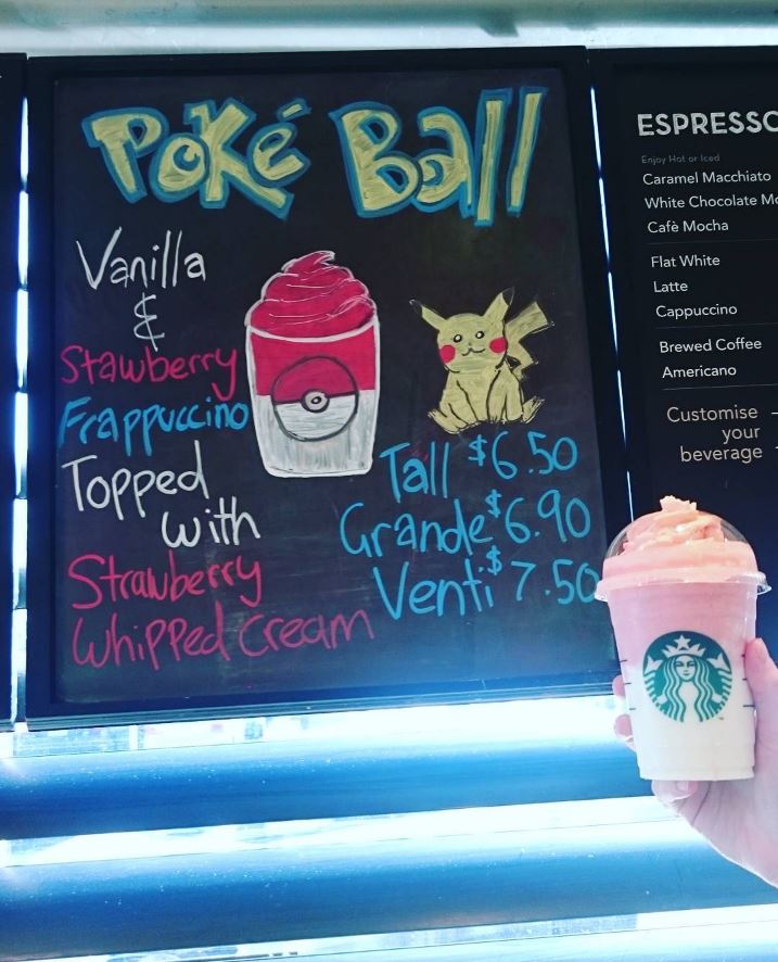 pokeball frappuccino sign