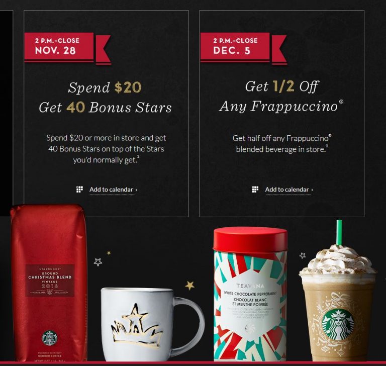 Starbucks Merry Mondays | Get Bonus Stars & Half off Frappuccinos!