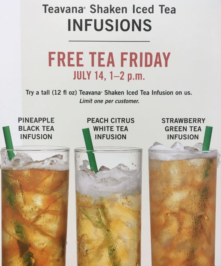 Starbucks Free Tea Friday Teavana Infusions